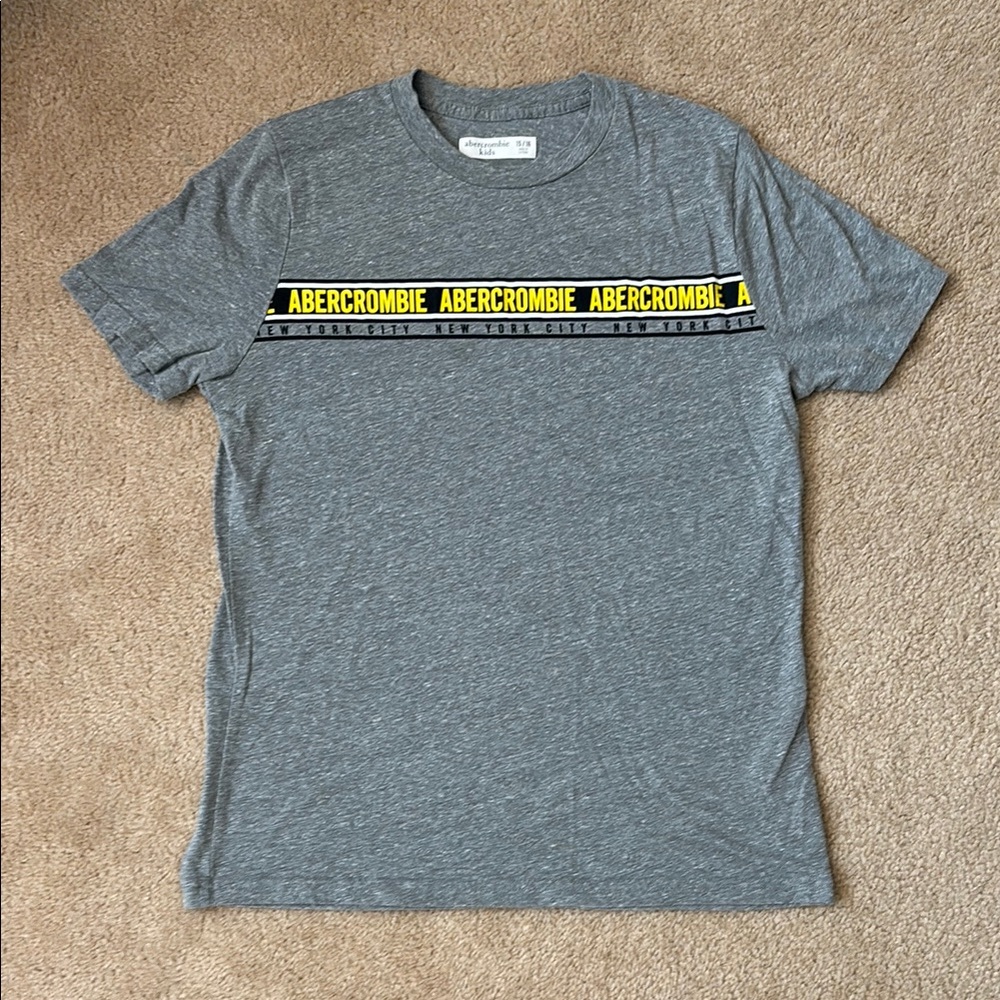Abercrombie & Fitch Gray Short Sleeve Tee with Yellow Stripe